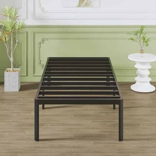 Offerta a tempo: Lutown-Teen Struttura Letto in Metallo 90 x 200 cm, Con Gambe Rotonde- Altezza 46 cm, Letto Singolo Con Rete a Doghe in Metallo, Nero - 0.00% da 89.99 € a 89.99 €