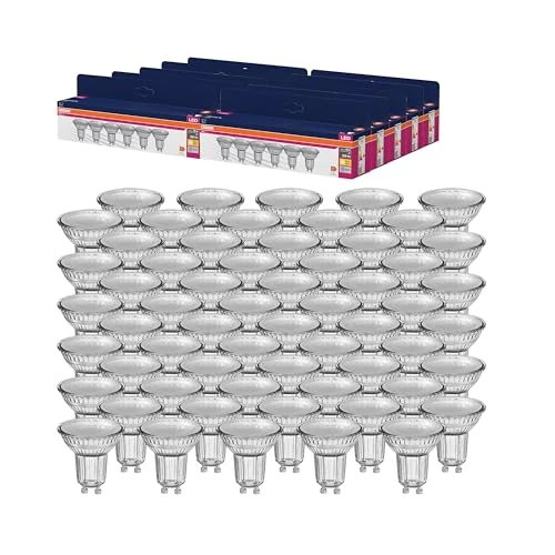 Offre limitée : OSRAM LED Star VALUE PAR16, pack avantage de 60 lampes, remplace les ampoules réflecteurs 50W classiques, blanc chaud (2700K), 4.3W, GU10, verre filament, non dimmable de 98.45 EUR à 98.45 EUR (remise 0%)