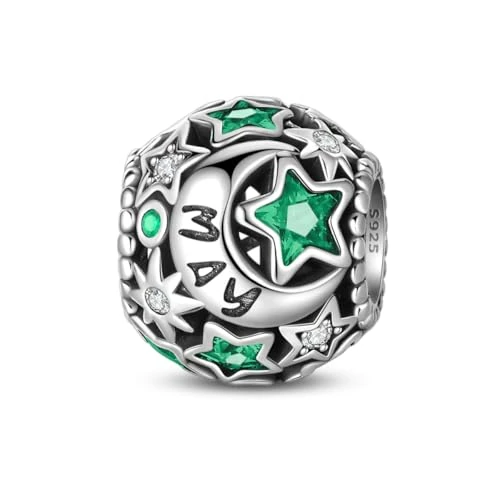 Pandach Geboortesteen-hanger van 925 sterling zilver voor armbanden en halskettingen, met 5A kubische zirkonia, verjaardag, Moederdag, sieradengeschenken voor vrouwen en meisjes, Sterling zilver