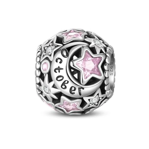 Pandach Abalorio de plata de ley 925 con piedra natal para pulseras y collares con circonita cúbica 5A, cumpleaños, día de la madre, regalos de joyería para mujeres y niñas