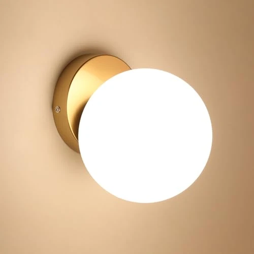 Offerta a tempo: Comely Lampada da Parete Interno, Moderna Applique 15cm, Lampada a Muro Creative Palla di vetro E27 con Base Oro Antico, Applique a parete per Scale, Camere da Letto e Corridoi (Lampadina non Inclusa) - 0.00% da 33.99 € a 33.99 €