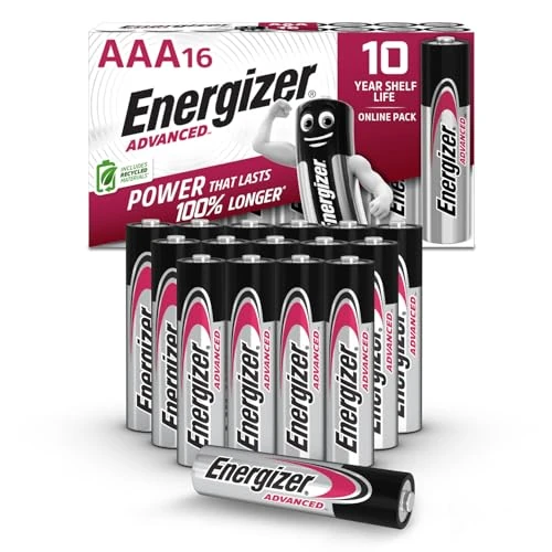 Offerta a tempo: Energizer Advanced - Pile AAA (Confezione da 16) - Batterie Alcaline 1,5 V - Potenza Che Dura 100% Di Extra Durata - Made in EU - 0% imballaggio privo di plastica [Esclusiva Amazon] - 18% da 11.17 € a 9.18 €