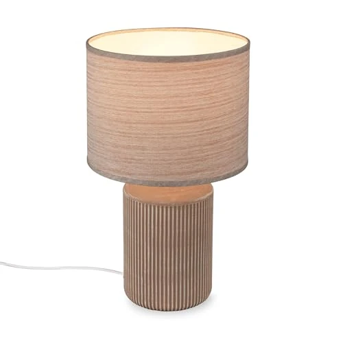 Beperkte aanbieding: BRILONER - Tafellamp met stoffen kap, snoerschakelaar, keramische lampvoet, lamp, bedlamp, tafellamp, ganglamp, kantoorlamp, leeslamp, woonkamer, slaapkamer, 22x37,5 cm (DxH), bruin van 27.99 EUR naar 27.99 EUR (besparing 0%)