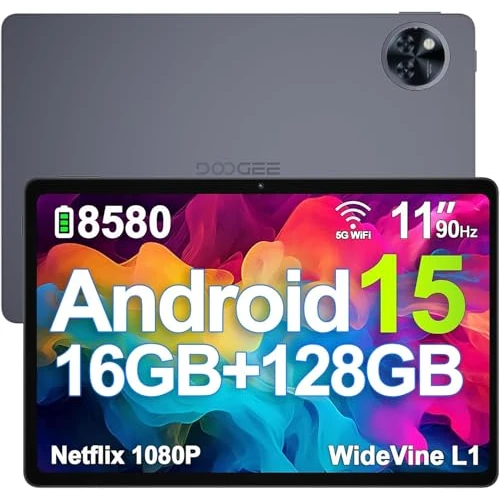 DOOGEE U11 Tablet Android 15 Ultimo, 11 Zoll IPS, 16GB+128GB/TF 2TB Octa-Core, 8580mAh Tablet PC 13MP+5MP Widevine L1 Tablet im Angebot, Dual Speakers, 90HZ/ OTG/WiFi 5G/ Face Unlock/ BT5.0 Grau