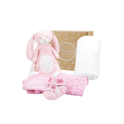 Offre limitee: Baby Box Shop - 6 essentiels pour bébé nouveau-né fille, cadeaux idéaux pour une fête prénatale pour les filles, doudou, serviette rose pour bébé, tissu en mousseline, body, bavoir et chaussettes de 39.99 EUR a 27.99 EUR (economie 30%)