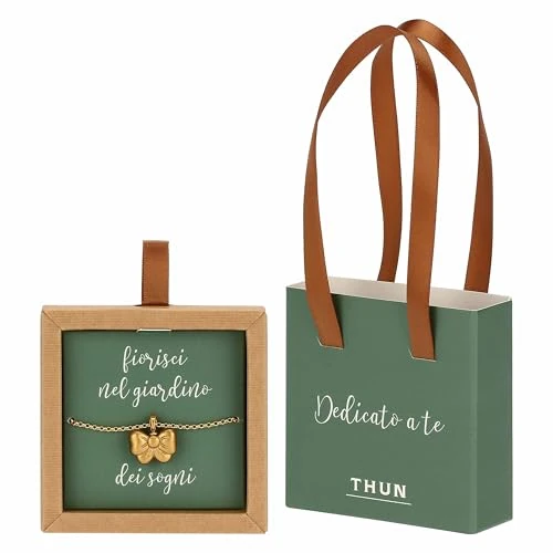 THUN - Necklace with bow, brass and ceramic, 45 cm, Dedicato a Te collection