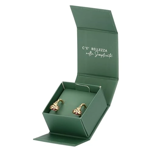 Offerta a tempo: Thun - Orecchino a cerchio con coccinella e strass, ottone, bronzo galvanizzato, 35 mm, collezione Dedicato a Te - 50% da 38.62 € a 19.49 €