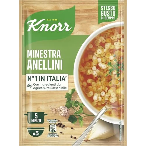 Knorr Anellini, Piatti Pronti Knorr con Verdure da Agricoltura Sostenibile, Senza Coloranti, Senza Conservanti, Fonte di Proteine, Vegano, 83 g