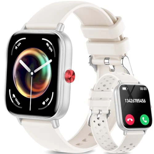 Fitonme Smartwatch Damen Herren mit Telefonfunktion, 1.83 Zoll HD-Display Smart Watch mit Herzfrequenz SpO2 Schlafmonitor, 100+ Sportmodi IP68 Wasserdicht Fitnessuhr für Android iOS Grau