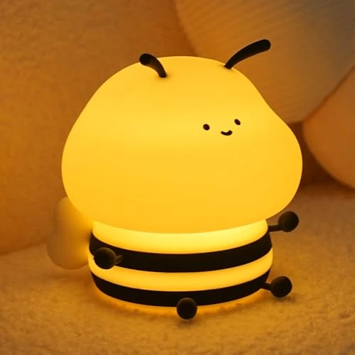 Oferta ograniczona: IHALO Lampka nocna dla dzieci, lampka nocna, silikonowa lampka nocna dla niemowląt, urocza lampa pszczoła, 7 kolorów RGB, przenośna i bezprzewodowa ładowalna, z zegarem, prezenty do pokoju dziecięcego z 93.68 EUR na 93.68 EUR (znizka 0%)