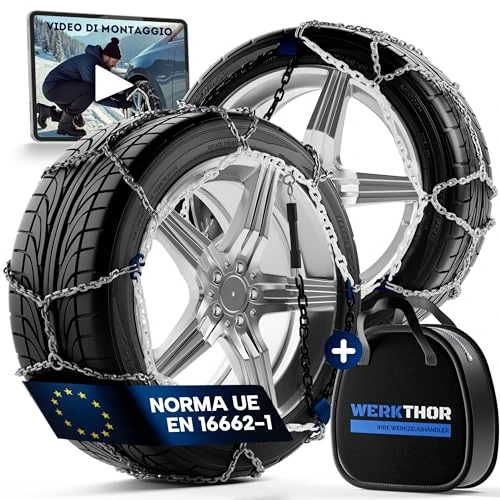 Oferta limitada: WERKTHOR 2x Cadenas de Nieve para Coche - Cadenas para Autos Certificadas - Máximo Agarre y Montaje Fácil - Cadenas Metálicas para Nieve - Para Diversas Medidas de Ruedas de 41.99 EUR a 32.99 EUR (ahorro 21%)