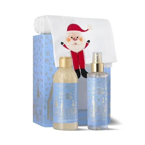 Bottega Verde - Verzauberung der Nacht, Geschenkbox mit Duschbad 250 ml, parfümiertes Körperwasser 150 ml und Geschirrtuch, in einer eleganten Box, Geschenkidee