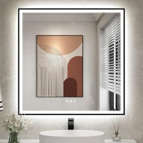 Oferta limitada: STARLEAD 80x80cm Negro Cuadrado Espejo-Baño-con-Luz y Bluetooth, Antivaho, Regulable, 3 Colores Luz, Función Memoria, IP44 Vidrio Templado Espejo-LED-Baño, Marco No Metálico de 179.99 € a 179.99 € (ahorro 0.00%)