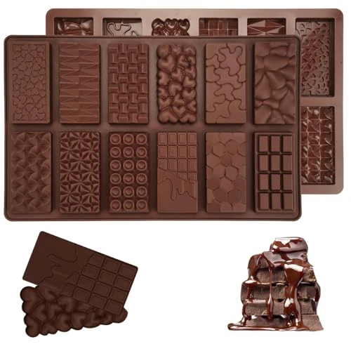 Tijdelijke aanbieding: 2 Stuks Siliconen Chocoladevorm, 12 Holtes Chocoladetabletvorm, Niet-Klevende Chocolade Vorm Siliconen Bord, BPA-Vrij, Chocolade Siliconen Mal, Chocoladereep Mal voor Chocolaatjes, Snoepjes, Pralines van 12.99 EUR naar 12.99 EUR (korting 0%)