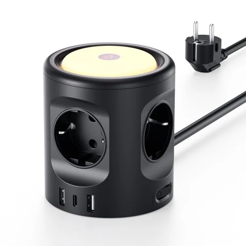 Offre limitee: Multiprise avec lumière 4 Prises + 3 USB, Protection S.O., Cube 3 Modes écl., 2 m, rallonge Maison-Bureau, 16 A de 28.99 EUR a 25.99 EUR (economie 10%)