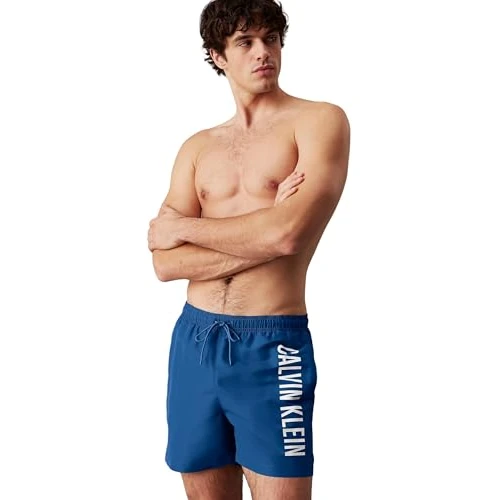 Limitiertes Angebot: Calvin Klein Herren Badeshorts Medium Drawstring mit Tunnelzug, Blau (Patch of Blue), M von 64.90 EUR auf 32.00 EUR (Spare 51%)