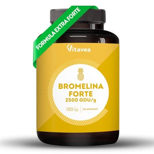 Bromelina Forte - 2500 GDU/g - Integratore Drenante Forte - Bromelina Gambe Gonfie - 120 Capsule - Enzimi Digestivi - Contro Ritenzione Idrica - Estratto di Ananas Puro - Vitavea