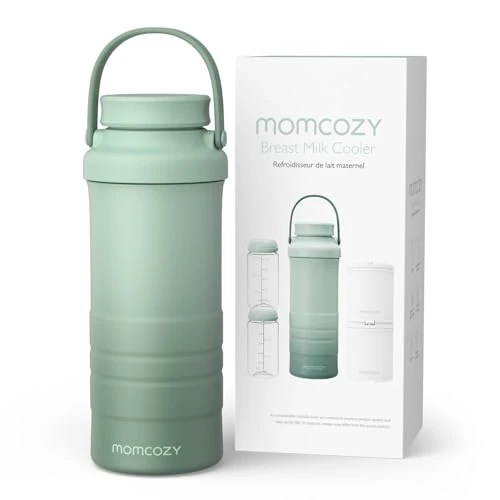 Momcozy Przenośny chłodziarz do mleka matki na zewnątrz (628 ml), 360° - długotrwałe całkowite chłodzenie, duży podróżny chłodziarz do mleka matki z 2 butelkami do przechowywania mleka matki