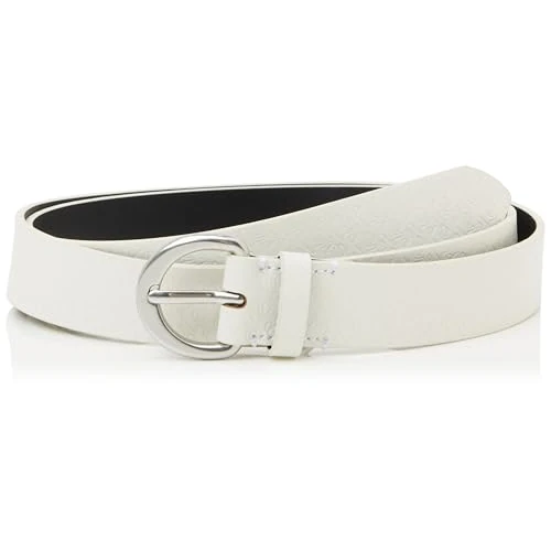 Calvin Klein Damen Gürtel Classic Buckle 3,0 cm Ledergürtel, Weiß (Lily White), 75 cm