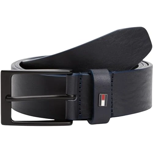 Offerta a tempo: Tommy Hilfiger Cintura Uomo Layton 3,5 cm Cintura in Pelle, Blu (Space Blue), 85 cm - 49% da 49.90 € a 25.33 €