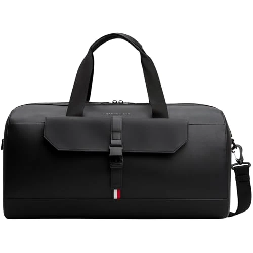 Tommy Hilfiger Men’s Foundation Weekender Duffle Bag, Black (Black), One Size