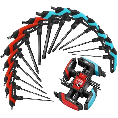 Offerta a tempo: Shall Set di chiavi esagonali con impugnatura a T da 14 pezzi, 7 pezzi metrici e 7 pezzi Torx, set di chiavi esagonali portatili con supporto di stoccaggio per riparazioni di auto e bici, fai da te - 10% da 28.99 € a 26.02 €