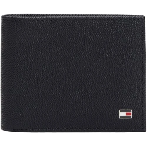 Tommy Hilfiger Men’s Mini Wallet with Pebble Grain Finish, Blue (Space Blue), One Size