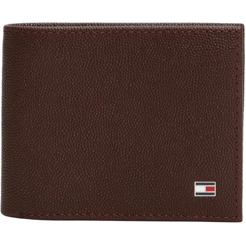 Tommy Hilfiger Men’s Mini Wallet with Pebble Grain Finish, Brown (Coffee Bean), One Size