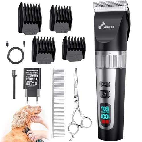 Gimars Dog Clippers with Stainless Steel Dog Grooming Scissors Kits - Silver