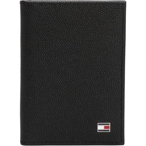 Tommy Hilfiger Men’s Bifold Wallet with Logo, Black (Black), One Size