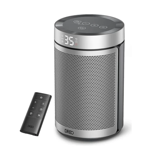 Dreo Atom 316 - Radiador silencioso (1500 W, cerámico PTC, termostato, protección contra sobrecalentamiento y vuelco, temporizador de 12 horas, calefacción eléctrica