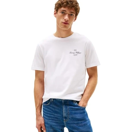 Limited offer: Tommy Hilfiger Men's Outline Flag Script Tee Mw0mw39360 S/S T-Shirt (Pack of 1) from 34.71 EUR to 12.15 EUR (save 65%)