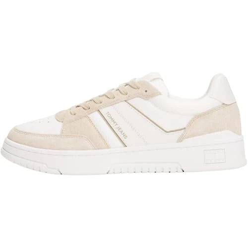 Tommy Jeans Uomo Sneakers con Suola Preformata Pods Profilo Basso, Beige (Silt), 45