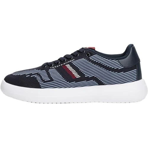 Limitiertes Angebot: Tommy Hilfiger Herren Cupsole Sneaker Modern Knit mit Logo-Print, Blau (Desert Sky), 41 von 109.90 EUR auf 109.90 EUR (Spare 0%)