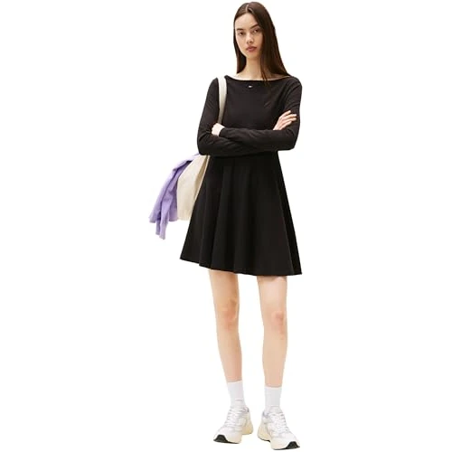 Offerta a tempo: Tommy Jeans Donna Abito Essential con Scollo sulla Schiena, Nero (Black), XS - 65% da 79.90 € a 27.73 €