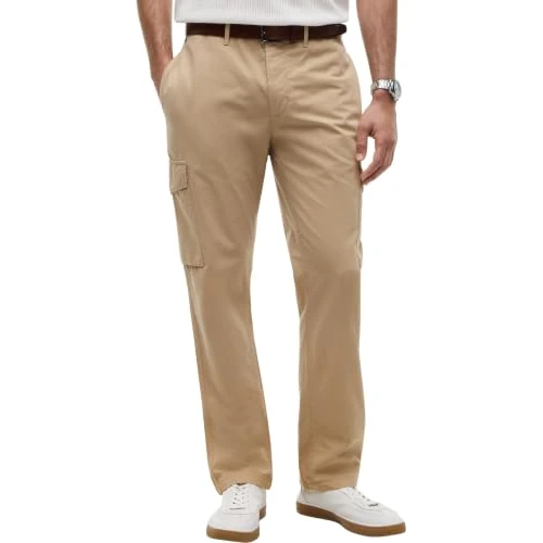 Zeitlich begrenztes Angebot: Tommy Hilfiger Herren Cargo Hose Denton Twill mit Taschen, Beige (Sandalwood), 28W/32L von 63.89 € auf 63.89 € (0.00% Rabatt)