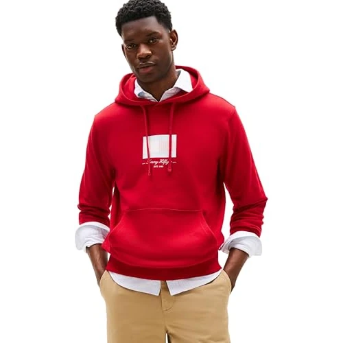 Limited-time offer: Tommy Hilfiger Men’s Ithaca Flag Cotton Hoodie, Multicolor (Medium Red), XXL from 95.00 GBP to 54.15 GBP (save 43%)