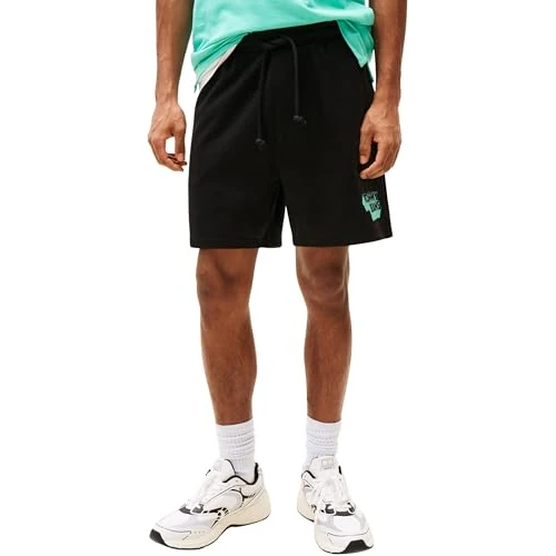 Tommy Jeans Uomo Pantaloncini in Felpa Stack Logo con Coulisse, Nero (Black), XXL