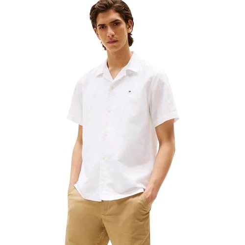 Beperkte aanbieding: Tommy Hilfiger Herenhemd, linnen mix, korte mouwen van 52.17 EUR naar 52.17 EUR (besparing 0%)