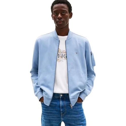 Offerta a tempo: Tommy Hilfiger Uomo Giacca Bomber Essential con Zip, Blu (Brisk Blue), L - 31% da 149.90 € a 102.85 €