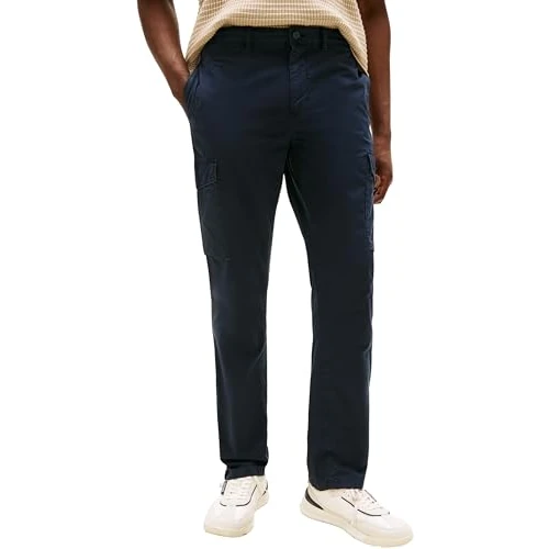 Tommy Hilfiger Pantalones Cargo Hombre Denton Twill con Bolsillos, Azul (Desert Sky), 32W/33L