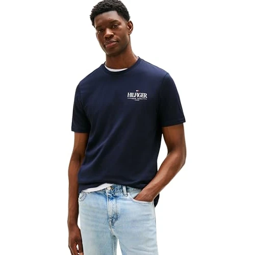 Limited offer: Tommy Hilfiger Men's Hilfiger Stack Tee Mw0mw39355 S/S T-Shirt (Pack of 1) from 35.04 EUR to 26.98 EUR (save 23%)