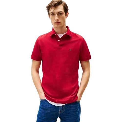 Tommy Hilfiger Uomo Maglietta Polo Maniche Corte 1985 Regular Fit, Multicolore (Medium Red), M