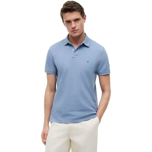 Tommy Hilfiger Herren Poloshirt Kurzarm 1985 Regular Fit, Blau (Brisk Blue), XS