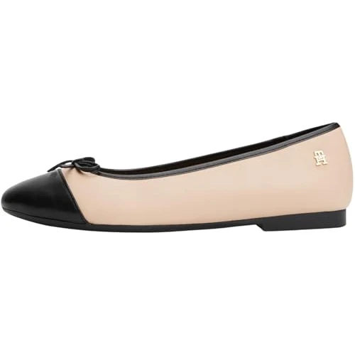 Limitiertes Angebot: Tommy Hilfiger Damen Ballerinas Toe Cap aus Leder, Beige (Misty Blush), 38 von 99.90 EUR auf 99.90 EUR (Spare 0%)