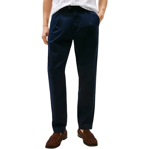 Tommy Hilfiger Pantalón Chino Hombre Harlem Satin Relaxed Fit, Azul (Desert Sky), 32W/30L