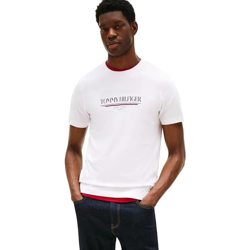 Offerta a tempo: Tommy Hilfiger Uomo T-Shirt Maniche Corte Brand Love Tee in Cotone, Bianco (White), XL - 53% da 39.90 € a 18.93 €