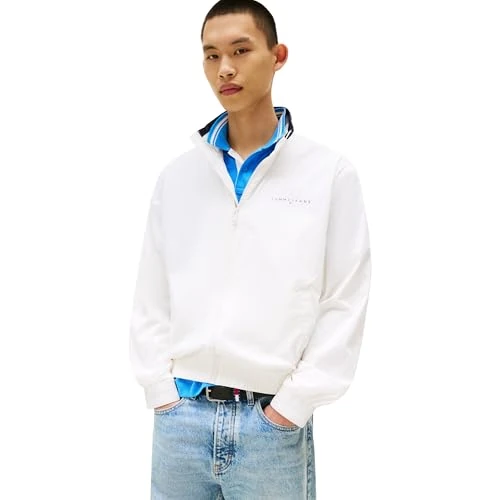 Tommy Jeans Herren Windbreaker Jacke Essential mit Stehkragen, Weiß (Ecru), S