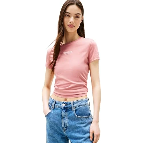 Tommy Jeans Koszulka damska S/S, Różowy (jagoda tahiti), XXL
