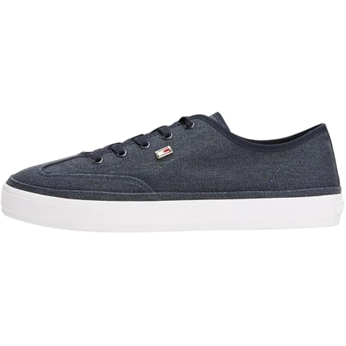 Limited-time offer: Tommy Hilfiger Women’s Washed Canvas Low Top Vulcanised Trainers, Blue (Space Blue), 6.5 from 42.40 £ to 42.40 £ (save 0.00%)